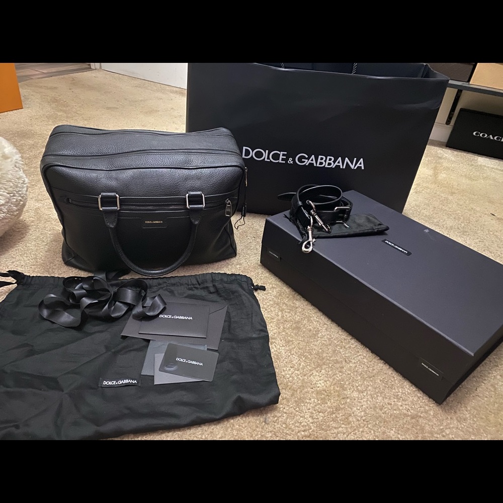 Dolce & Gabbana  black pebble leather brief case